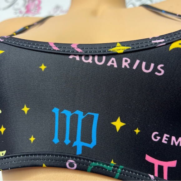 Hoaka swimwear horoscope top sun ☀️ criss cross back black multicolor 🌈 boho - Picture 10 of 10